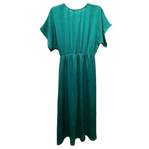 Gilli Satin Look Emerald Green Faux Wrap Midi Dress Size M New With Tags - Picture 4 of 7